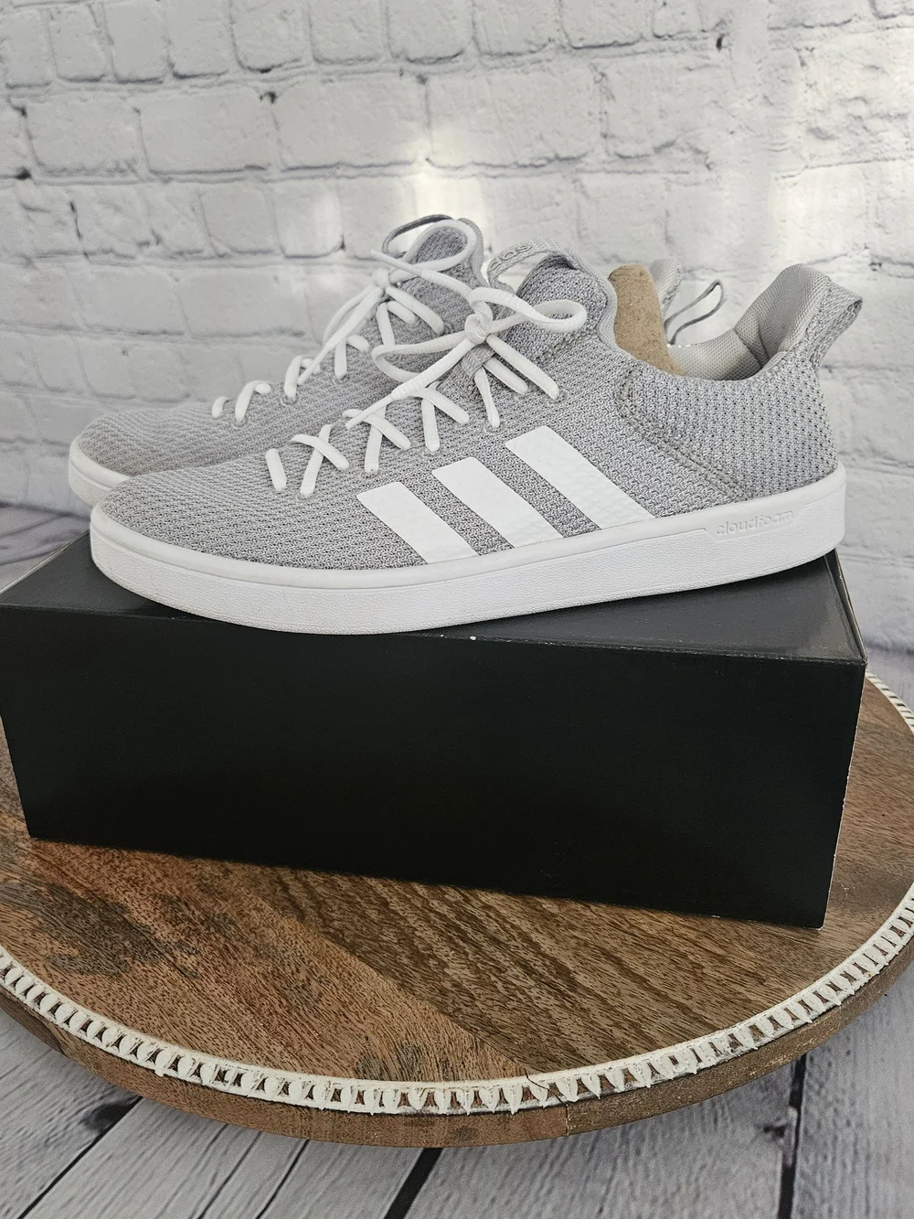 Adidas Women's Lite Grey Knit Court Sneakers